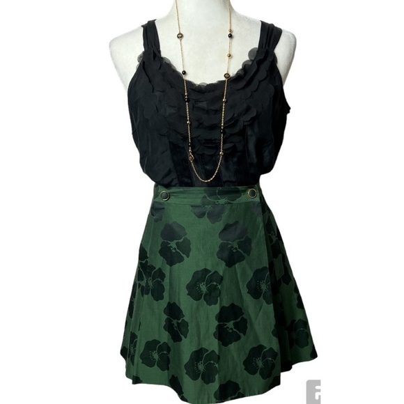 Tory Burch Silk Cotton Green Floral Wrap Skirt - Picture 1 of 7
